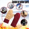 Thermal Knit Gloves for Winter Double-Layer Fleece Lined Windproof Mittens Thick Cold-Weather Gloves for Cycling Outdoor Activities
