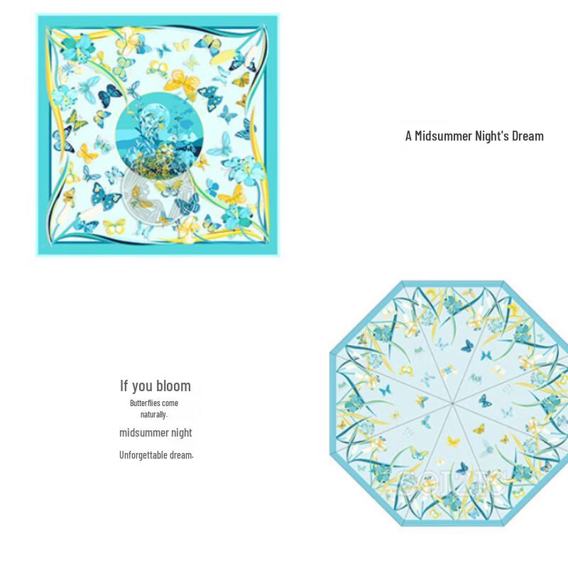 Aurora Midsummer Night's Dream Silk Scarf & Art Umbrella Set