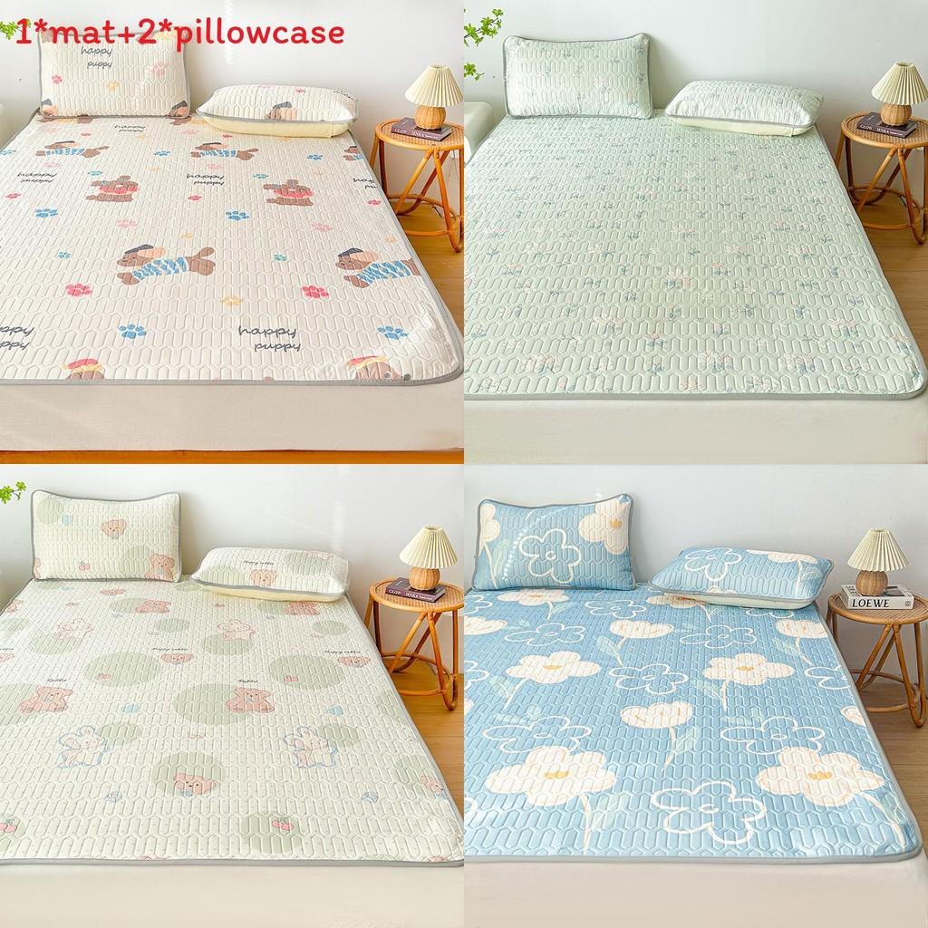 Summertime Bear Butterfly Dog Flower Patternlatex Bed Mat With Waterproof Print Material And Soft Pillowcases