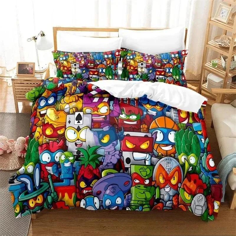 Комплект постельного белья Super Zings с 3D-принтом, пододеяльник, одеяло, комплект постельного белья, наволочка, размер King Queen Twin для мальчиков и девочек взрослых