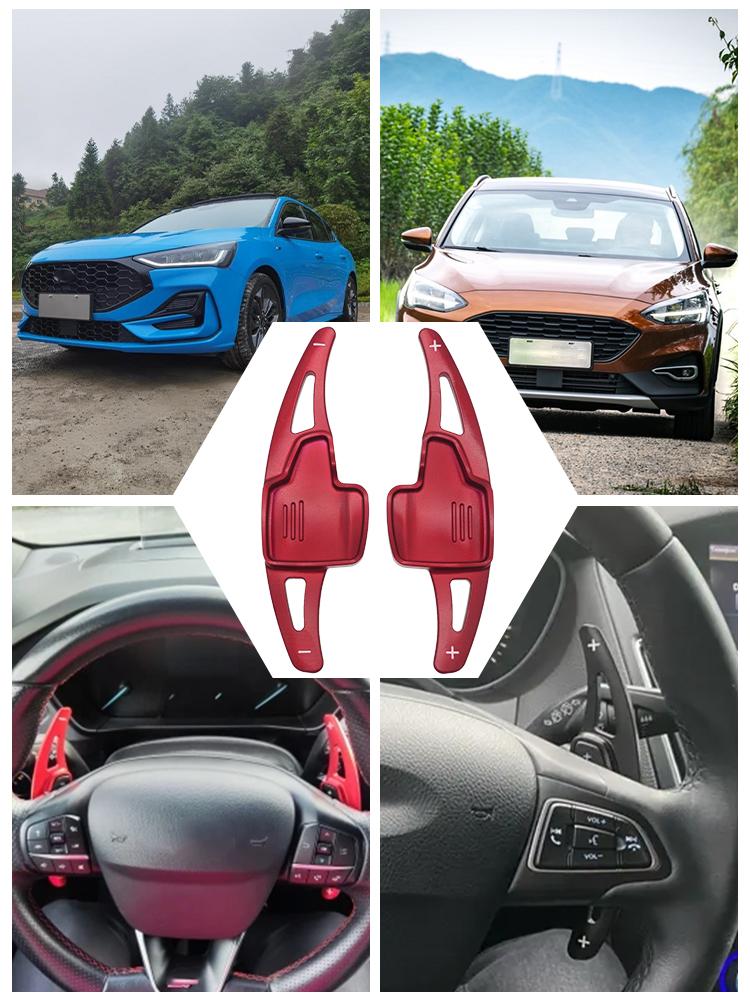2 шт. алюминиевый руль подрулевой переключатель удлинитель рычага переключения передач автомобиля наклейка на коробку передач для Ford Focus 2015-2018 Kuga Escape 2017-2019