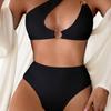 Europe and The United States Sexy Small Pit Strip Slanted Shoulder, High Waist Split Bikini Swimming