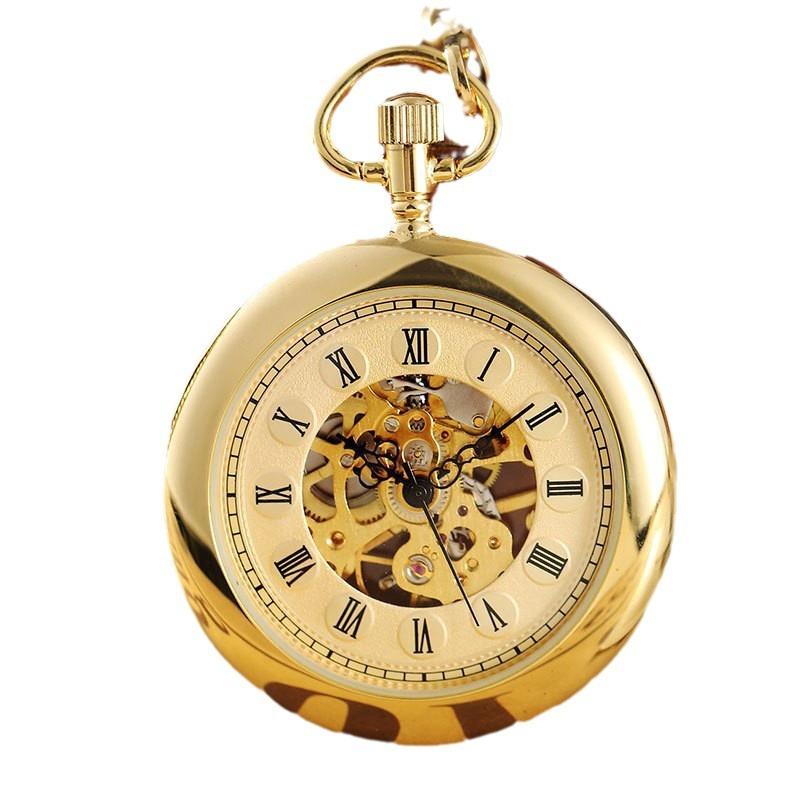 Автоматические механические карманные часы с внутренним и внешним римским шрифтом и круглой цепочкой в виде змеи