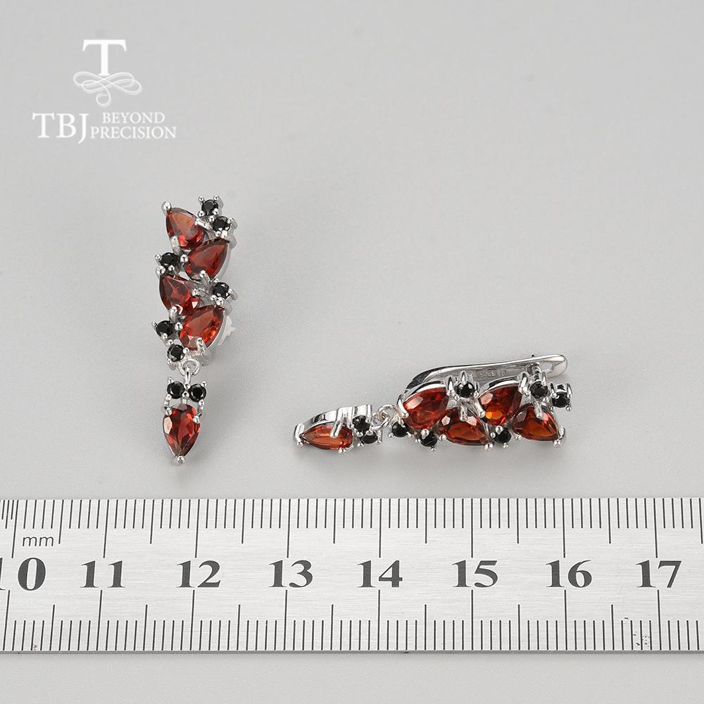 Long Earring Natural Mozambique Garnet Gemstone 925 Sterling Silver Earrings Fine Jewelry Set for Women Party & Daily Wear