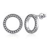 BAMOER Forever Clear CZ 925 Sterling Silver Circle Round Stud Earrings with CZ Jewelry GIFT