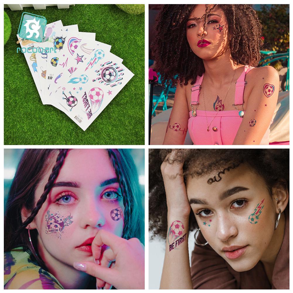 2026 World Cup Waterproof Glitter Football Face Tattoos