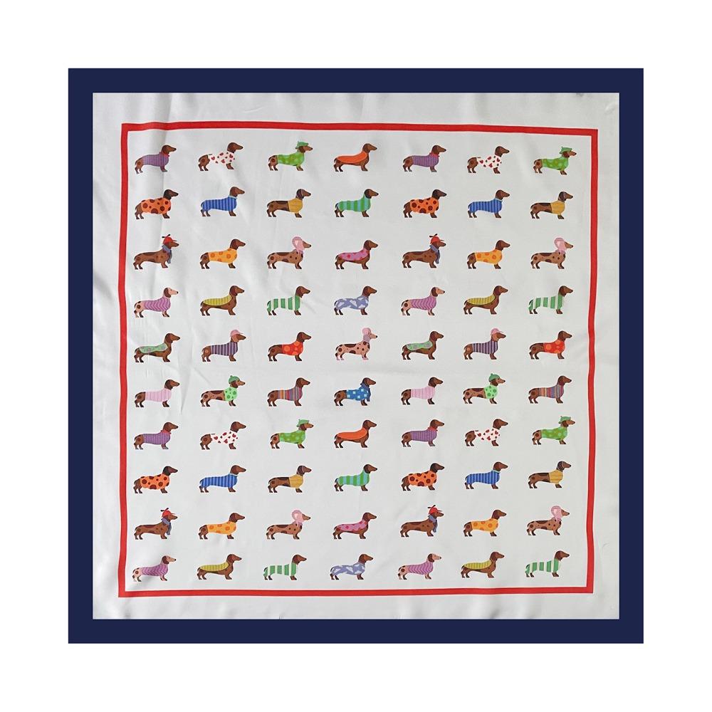 Geometric Shape Dachshund Print Print Scarf Printed Animal Printed Silk Scarf Punk Bandana Outdoor
