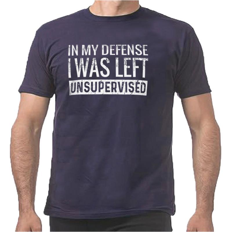 Retro In My Defense I Was Left Unsupervised T Shirt Funny Saying Y2k Graphic Streetwears Summer 100 Cotton Unisex Tshirts