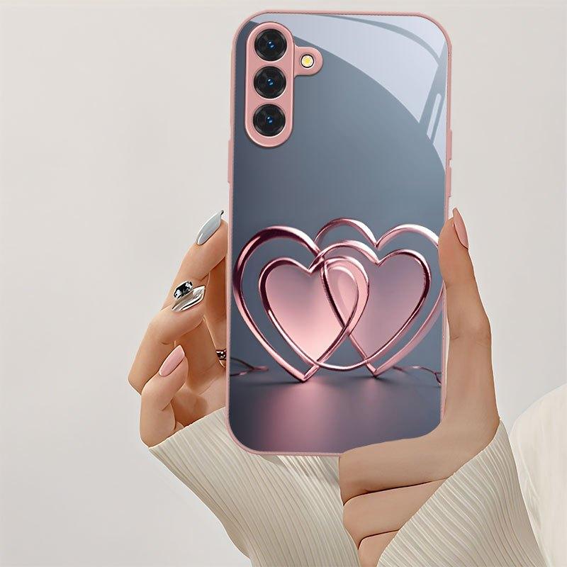 Double heart pattern phone case for Samsung Galaxy S26 S25 S24 S23 S21 S20 fe/plus/Ultra anti drop back cover