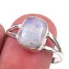 Кольцо из серебра 925 пробы с натуральным радужным лунным камнем ручной работы, размер 9 H4I66