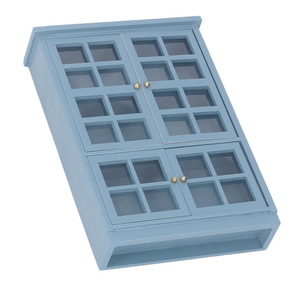 1:12 Scale Dollhouse Furniture Cabinet Dark Blue Miniature Wooden Dollhouse Bookshelf