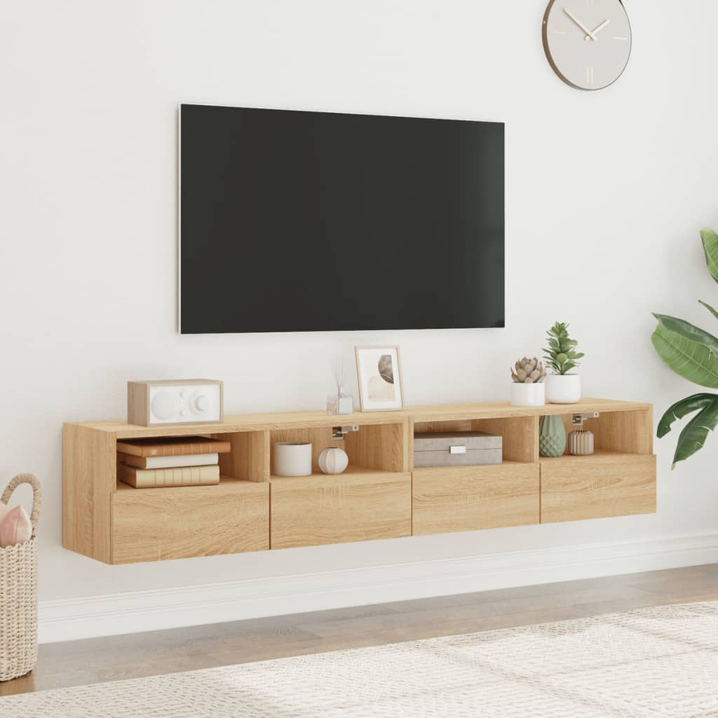 Vidaxl Ścienne Szafki Tv, 2 Szt., Dąb Sonoma, 80X30X30 Cm