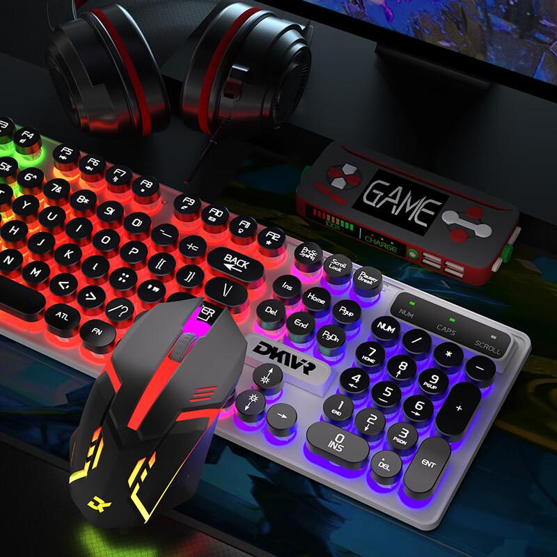 Youshi Punk Retro Backlit Wired Keyboard and Mouse Set