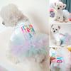 Pet Tulle Dress Comfortable Printing Pet Adorable Letter Birthday Princess Puppy Dog Dress Pet Supplies