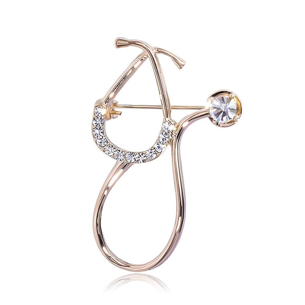 Blucome New Design Alloy Stethoscope Brooch for Women Collar Scarf Party Corsage Doctor Brooch Accessories Gifts