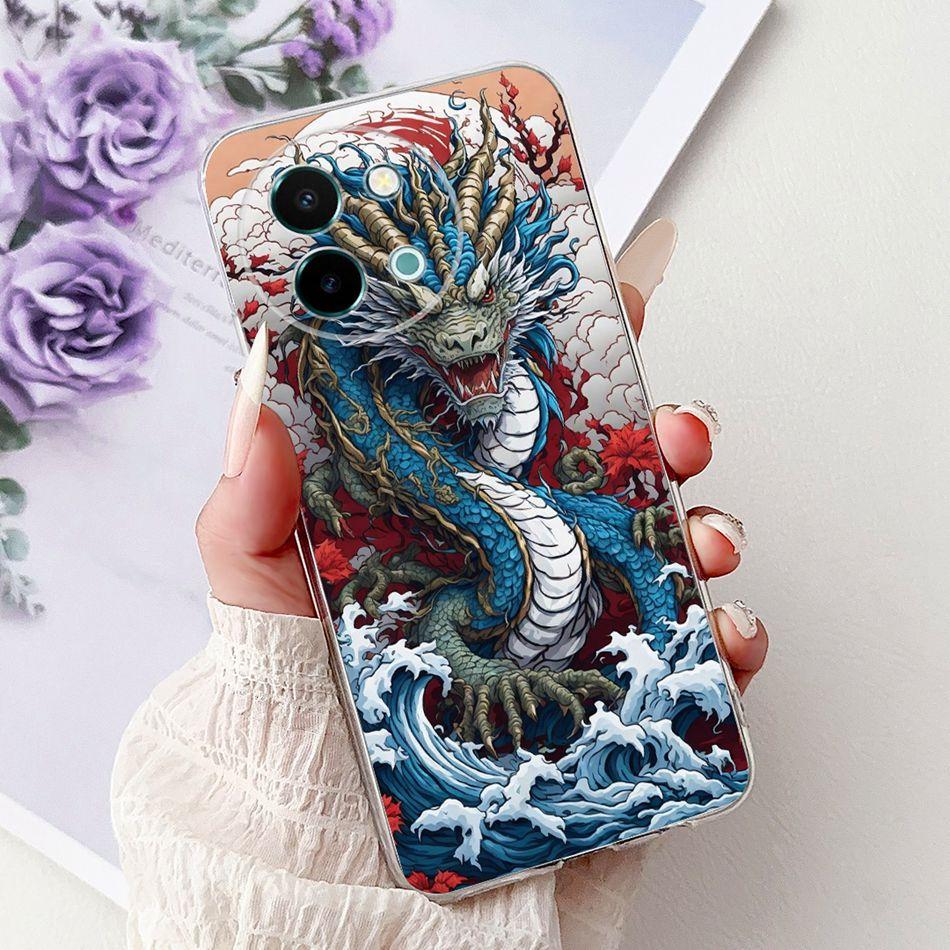 Для Vivo Y38 Y58 2025 Новый Крутой Чехол для Телефона с Рисунком Дракона и Тигра Для Vivo Y38 Y58 5G Мягкие Силиконовые TPU Чехлы