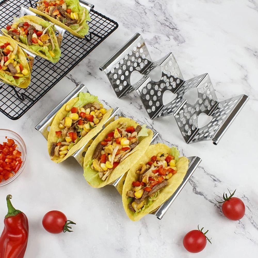 Easy-Access Handle Convenient Wave Shaped Tray Plate Taco Holder Kitchen Tools Taco Shell Stand