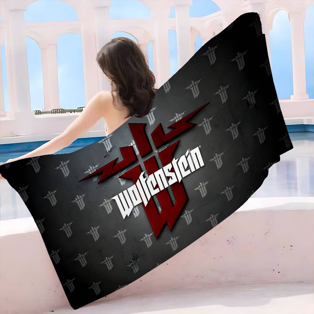 Wolfenstein Микрофибра Печатное Пляжное Полотенце Альпинизм Йога Пляж Плавание Бег Впитывающее Мягкое Полотенце