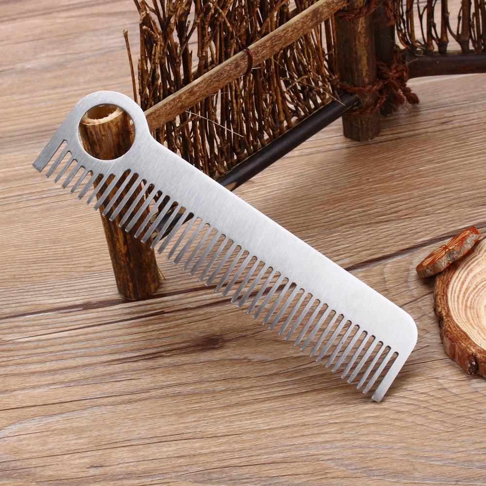 Карманный инструмент Нержавеющая сталь Матовый Минималистский Гравированный Металлический Гребень Для Усов и Волос
