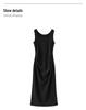 French Square Neck Sleeveless Dress - Elegant, Waist-Defined Long Skirt for Women, Summer Style