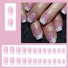 Elegant Medium Square Press On Nails Glossy French Tip Acrylic False Nail for Fashionable Women and Quick Manicures
