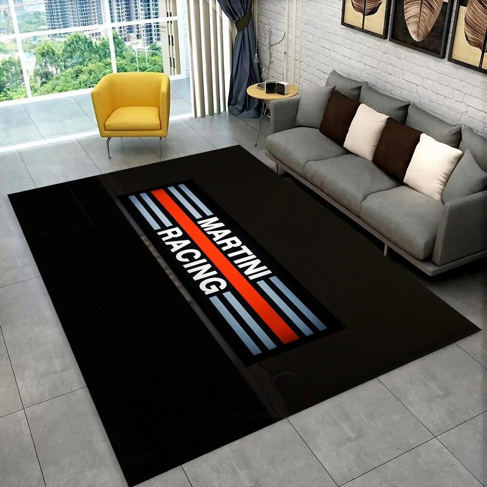Коврик Martini Racing Сине-красная полоска Декор для дома Нескользящий Прочный Современный Коврик для пола в гостиную с логотипом