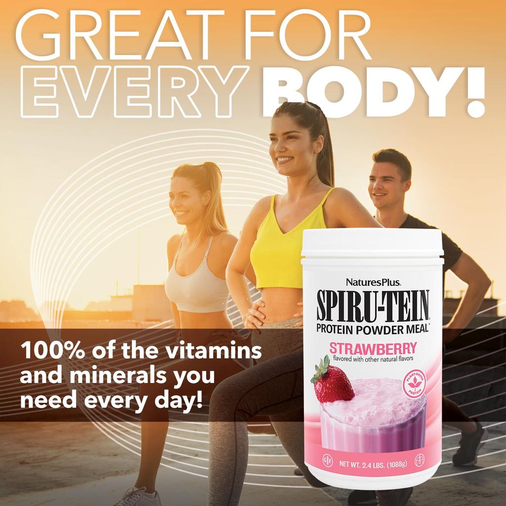 NaturesPlus Spiru-Tein, High Protein Energy Wheat, Strawberry, 2.4 Lbs (1088 G)