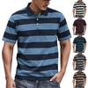 Мужской летний топ с полосатым принтом, отложным воротником на пуговицах, свободного кроя, с короткими рукавами