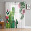 Cactus Tropical Flower Leaves Sheer Curtains for Living Room Decoration Window Curtains for Kitchen Tulle Voile Organza Curtains