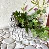 Concrete flowerpot gray decorative hen