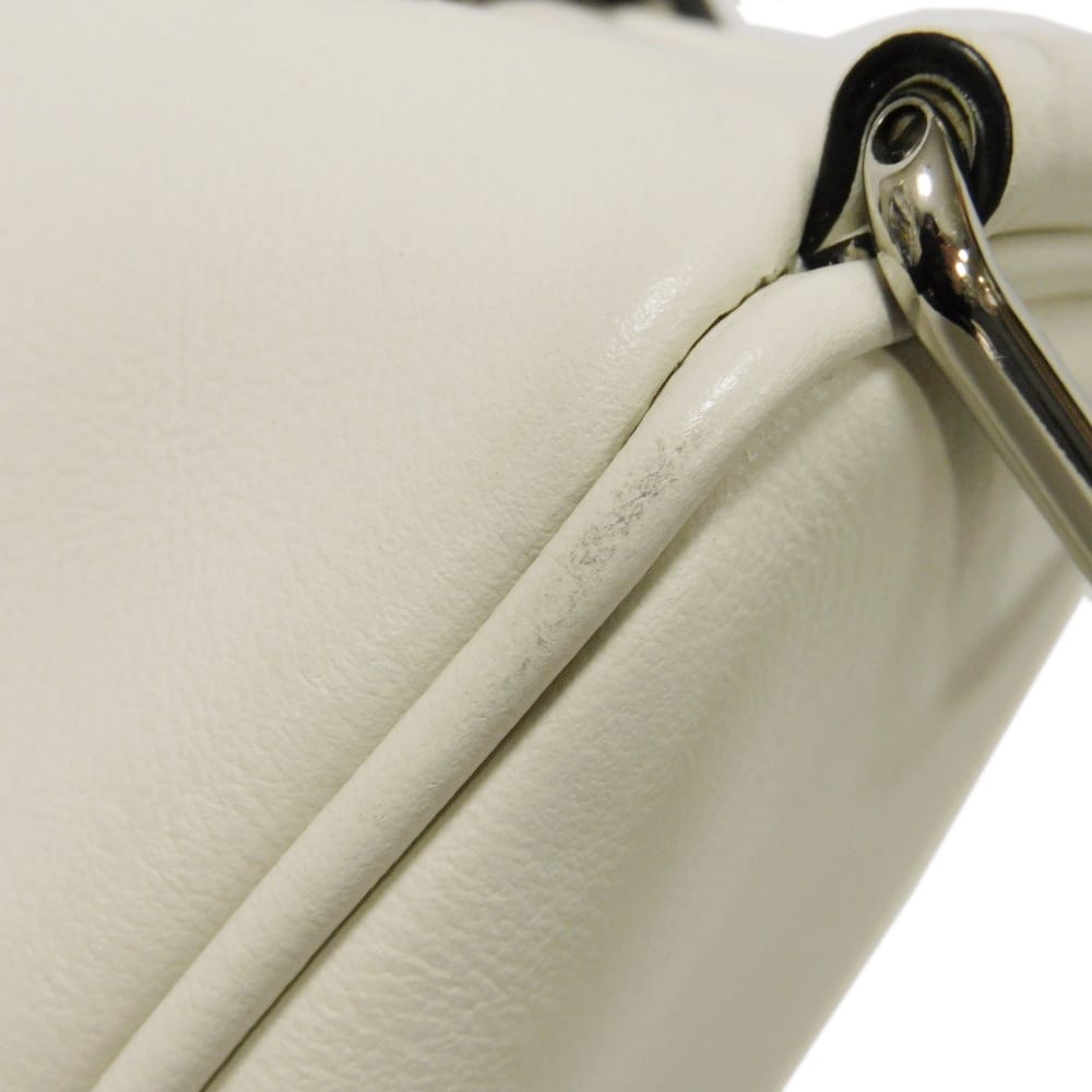 Used 11569 Triangle Leather Crossbody Bag 1BH190 2BYA F00099 7921 White RFID IC Chip Embossed Logo Bianco Unisex from