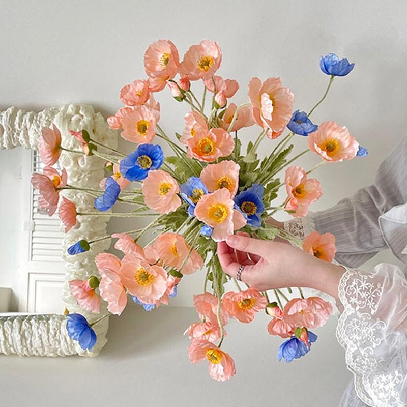 1 букет 4 головки искусственных цветов искусственный шелк кукуруза мак цветок свадебный букет цветов украшение для дома сад вечеринка