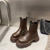 Новые осенние стильные ботинки средней высоты с большой головкой и толстой подошвой, короткие ботинки челси кофейного и черного цвета, ботинки Martin