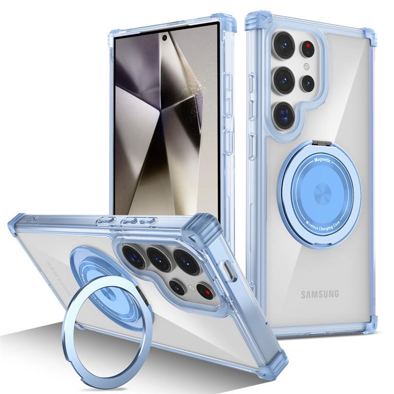 Магнитный противоударный чехол для телефона Samsung S24/S25/S26 Ultra с поворотной подставкой - Золотой Щит.