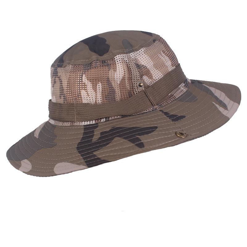 Camouflage Hat Men's Summer Breathable Fisherman Hat Big Rim Sun Hat Outdoor Sunscreen Hat Foldable Basin Hat