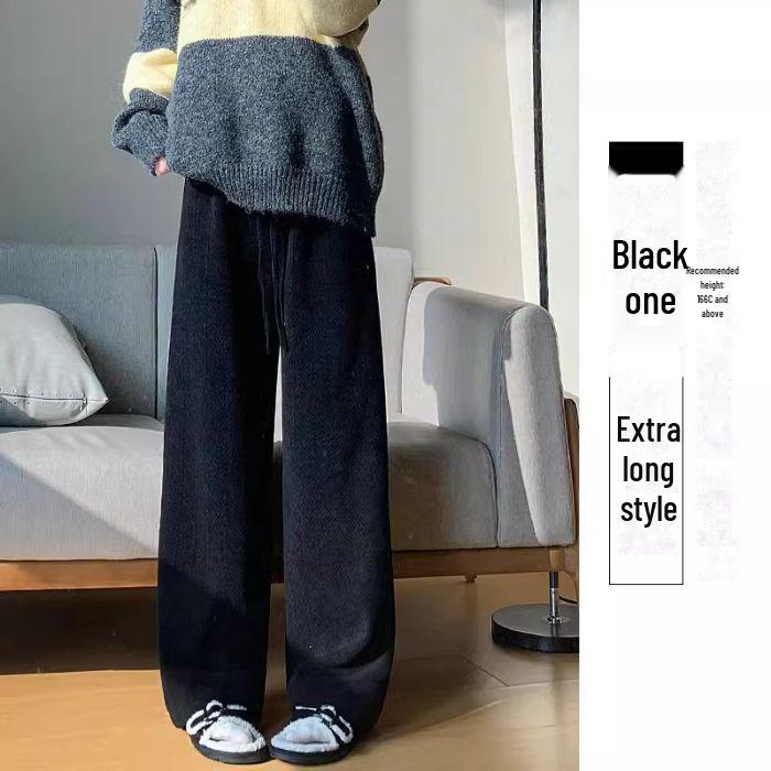 Женские широкие брюки кофейного цвета с высокой талией — универсальный вариант для весны, осени и зимы, с отделкой из бархата, свободный крой, повседневный драпированный стиль.