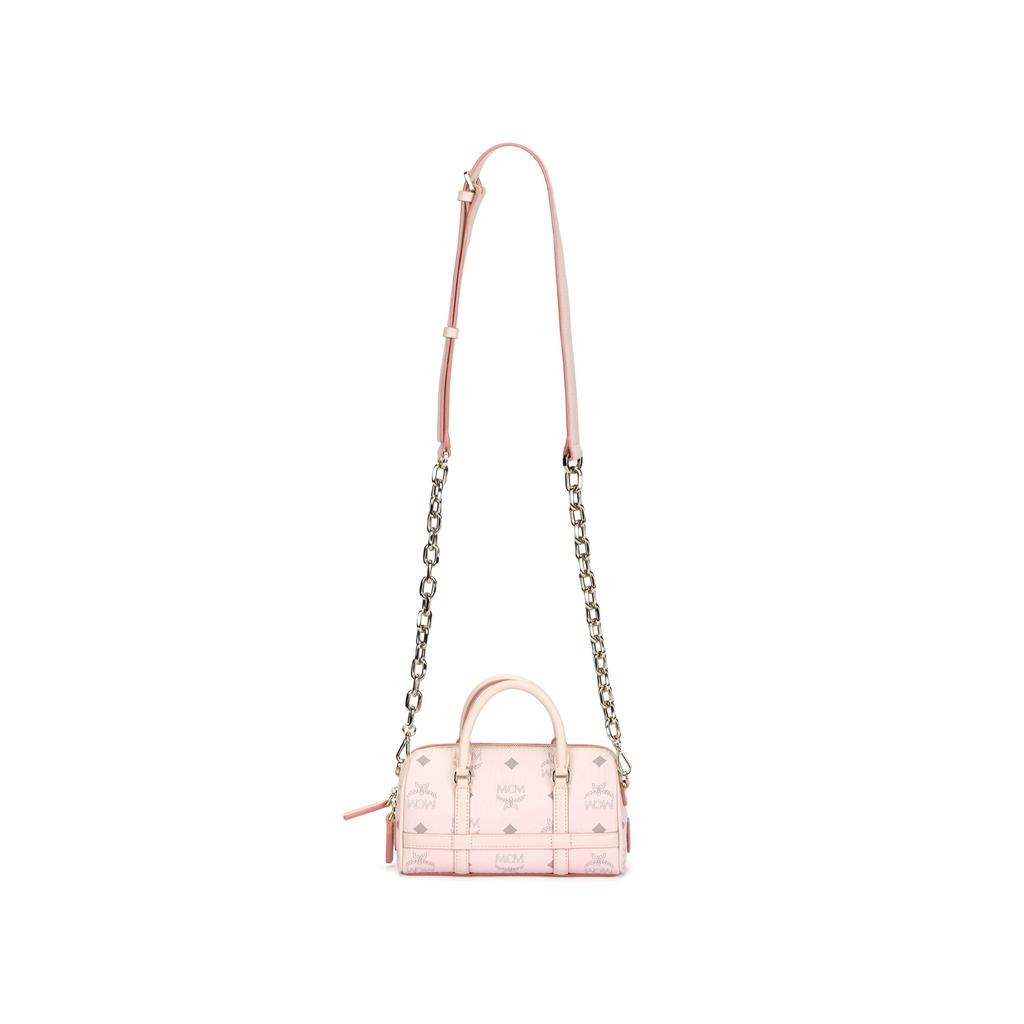 MCM Artificial Leather With Cow Leather Boston Bag, Shoulder Bag, Crossbody Bag, Handbag Mini Women's Pink MWBBAER01QH001