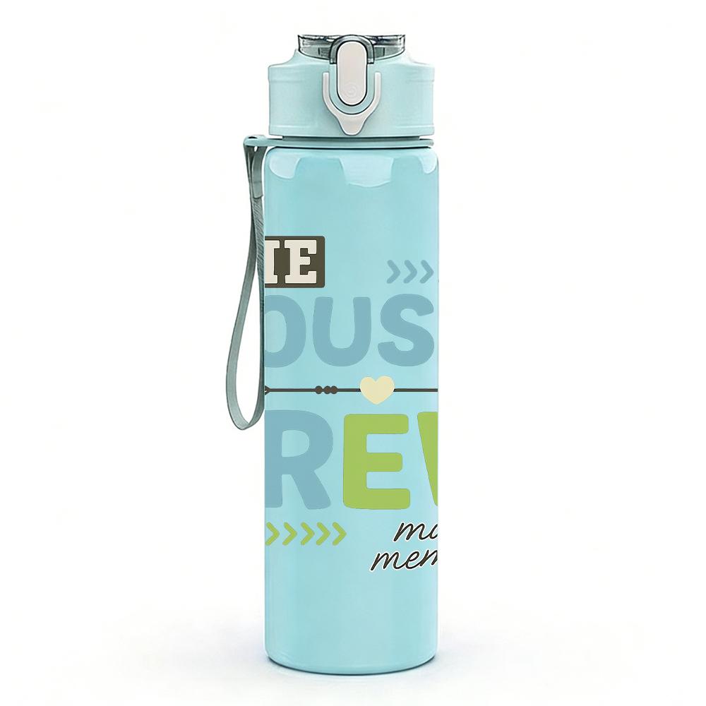 1PC Cousin Crew Color Letter Graphic,750ml Color Plastic Sports Water Bottle,Leakproof Flip Straw Lid,Suitable for Sports Office Home Use