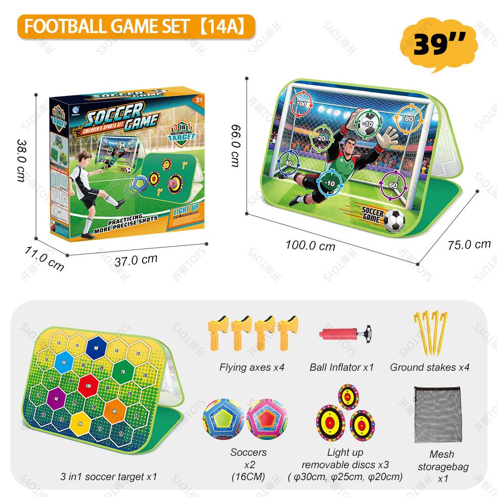 3-in-1 Foldable Soccer Target Toy Glow Sensing Throwing Target Set Parent-Child Interactive Game Gift