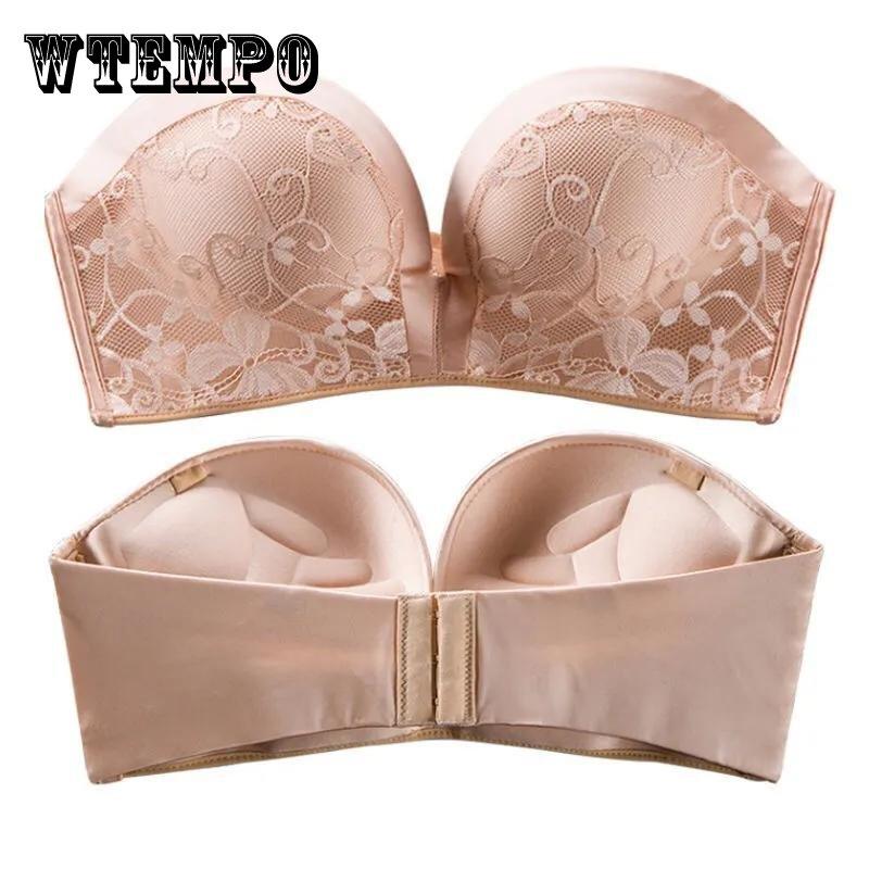 Сексуальный бюстгальтер без бретелек, женский сетчатый кружевной топ, сексуальные бюстгальтеры пуш-ап для женщин, прозрачное нижнее белье, черный нескользящий платье-бюстгальтер