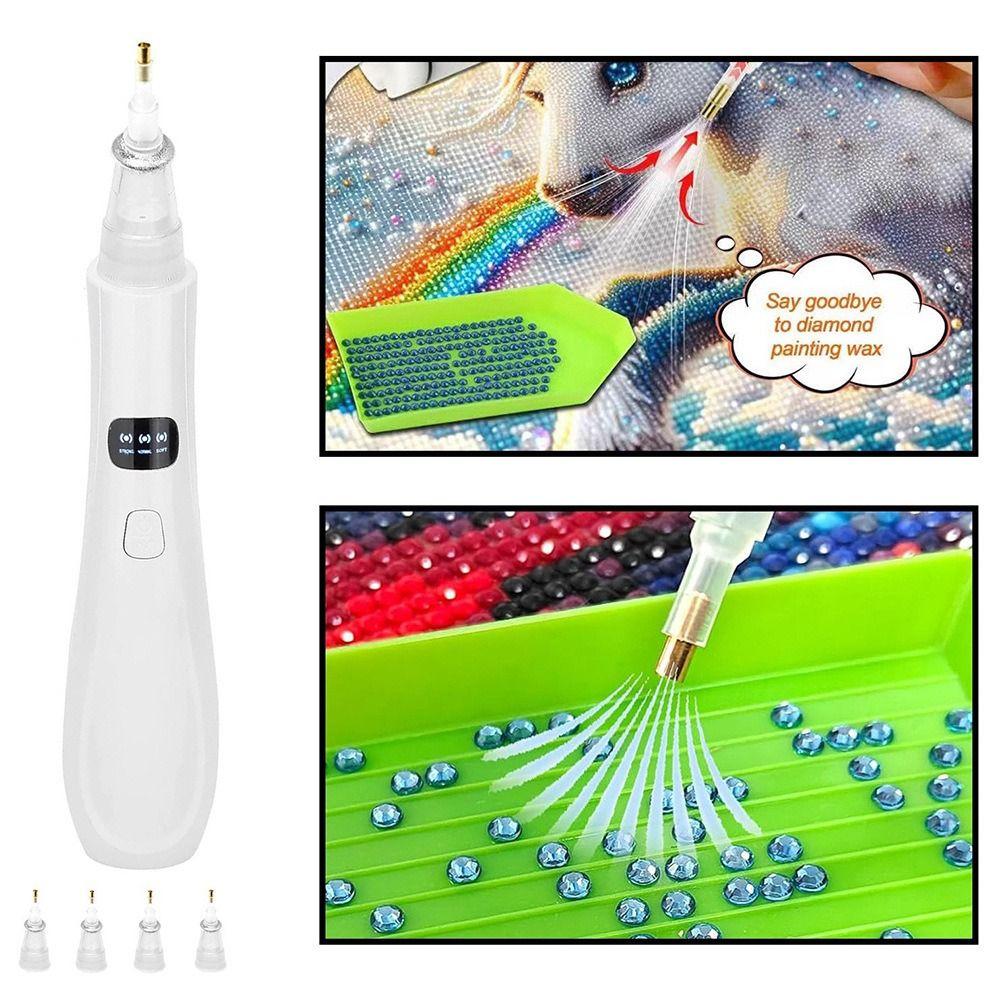 Portable Automatic Diamond Painting Pen Adjustable Suction Mode DIY Diamond Paint Suction Device 4 Replacement Tips Wireless