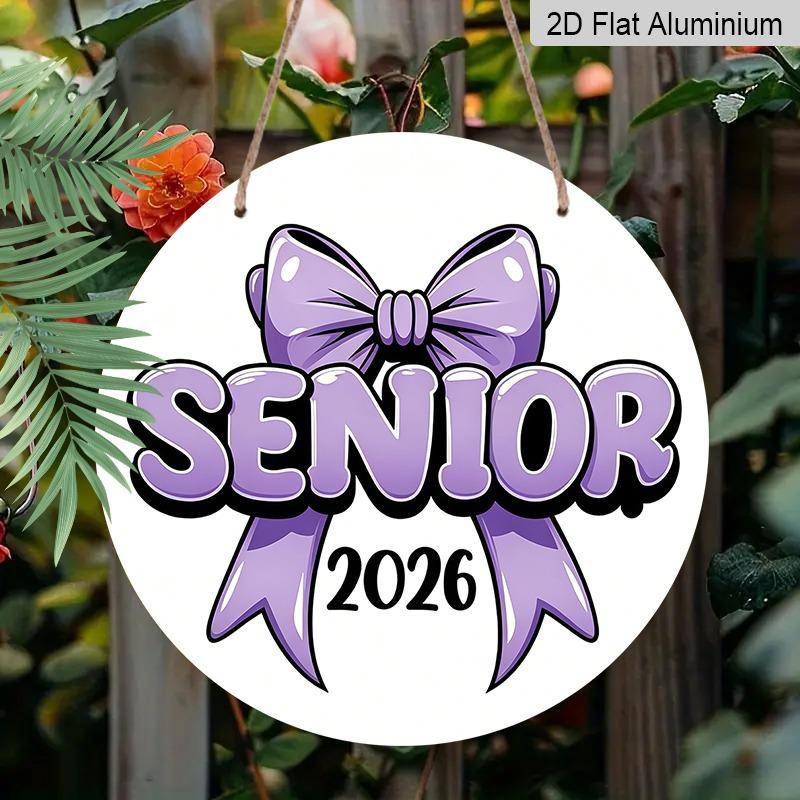2D Flat Aluminum 2026 Graduation-themed Wall Hanging Is Available in Multiple Sizes and Features A Cute Purple Bow Design, Making It A Perfect Choice