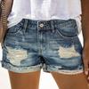 European and American Washed Ripped Washed Cotton Women's Denim Shorts