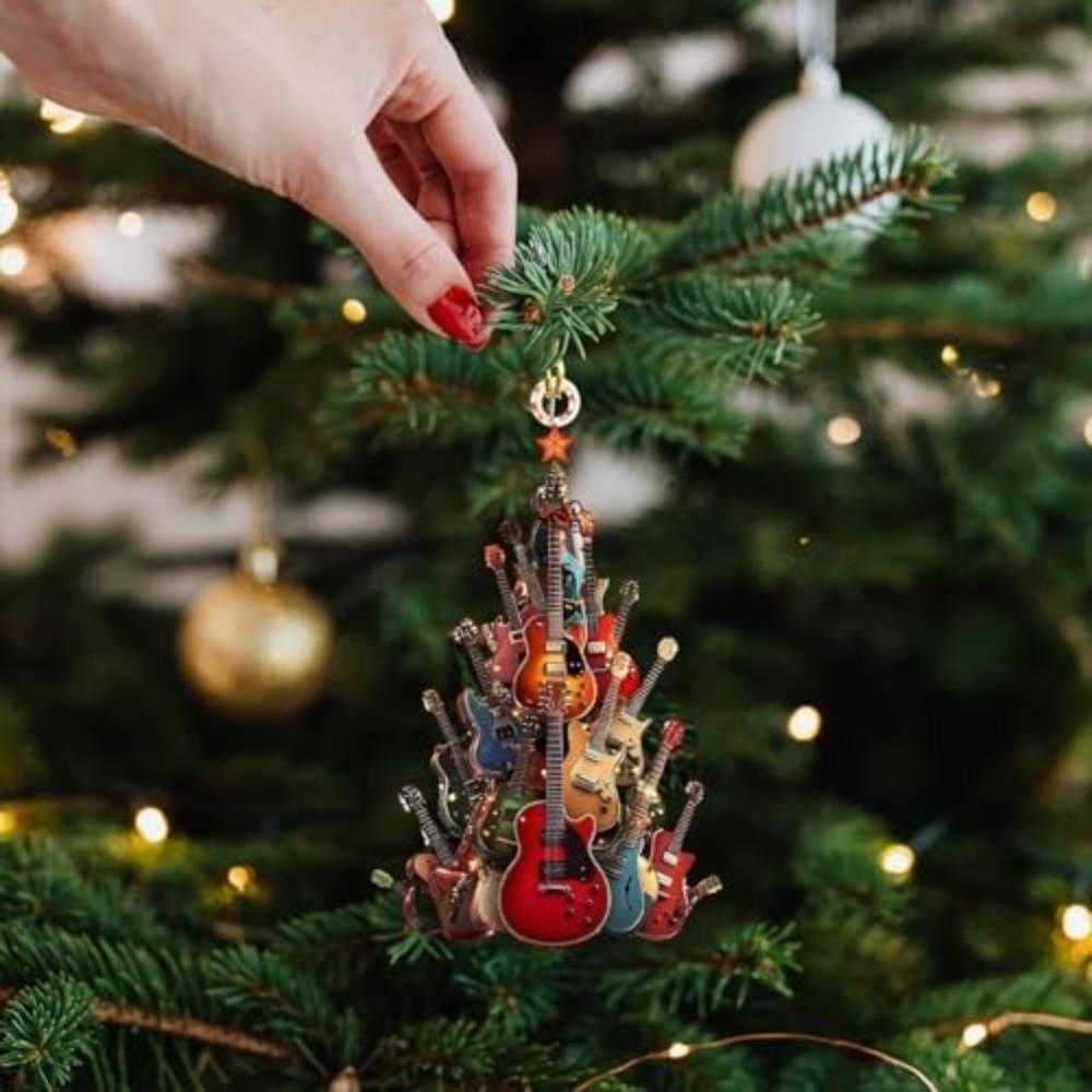 Acrylic Christmas Decorations Music Theme Party Xmas Tree Ornament New Guitar Ornaments  Gifts