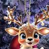 Christmas Reindeer Ornaments 2D Flat Acrylic Car Mirror Pendant Festive Holiday Home Tree Decorations