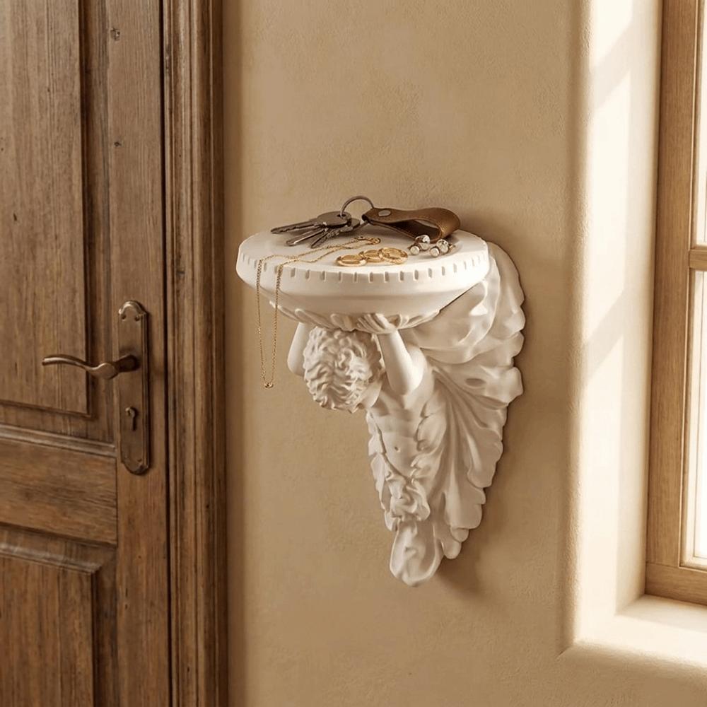 3D Printed Angel Floating Shelf European Style Decorative Wall Bracket Wall Storage Rack Entryway