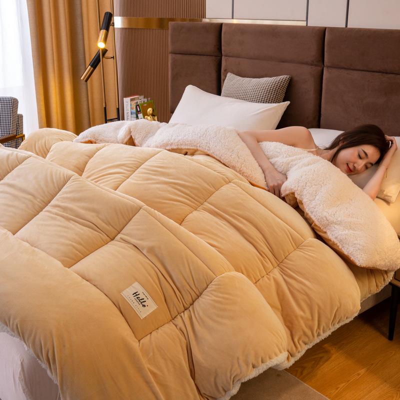 Двустороннее одеяло из флиса из овечьей шерсти: Толстое, теплое одеяло для зимы, весны и осени