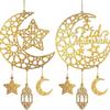 Gold Ramadan Kareem Wall Pendant Eid Mubarak Wooden Door Hanging Sign 2025 Eid Al Fitr Muslim Islamic Home Party Decoration