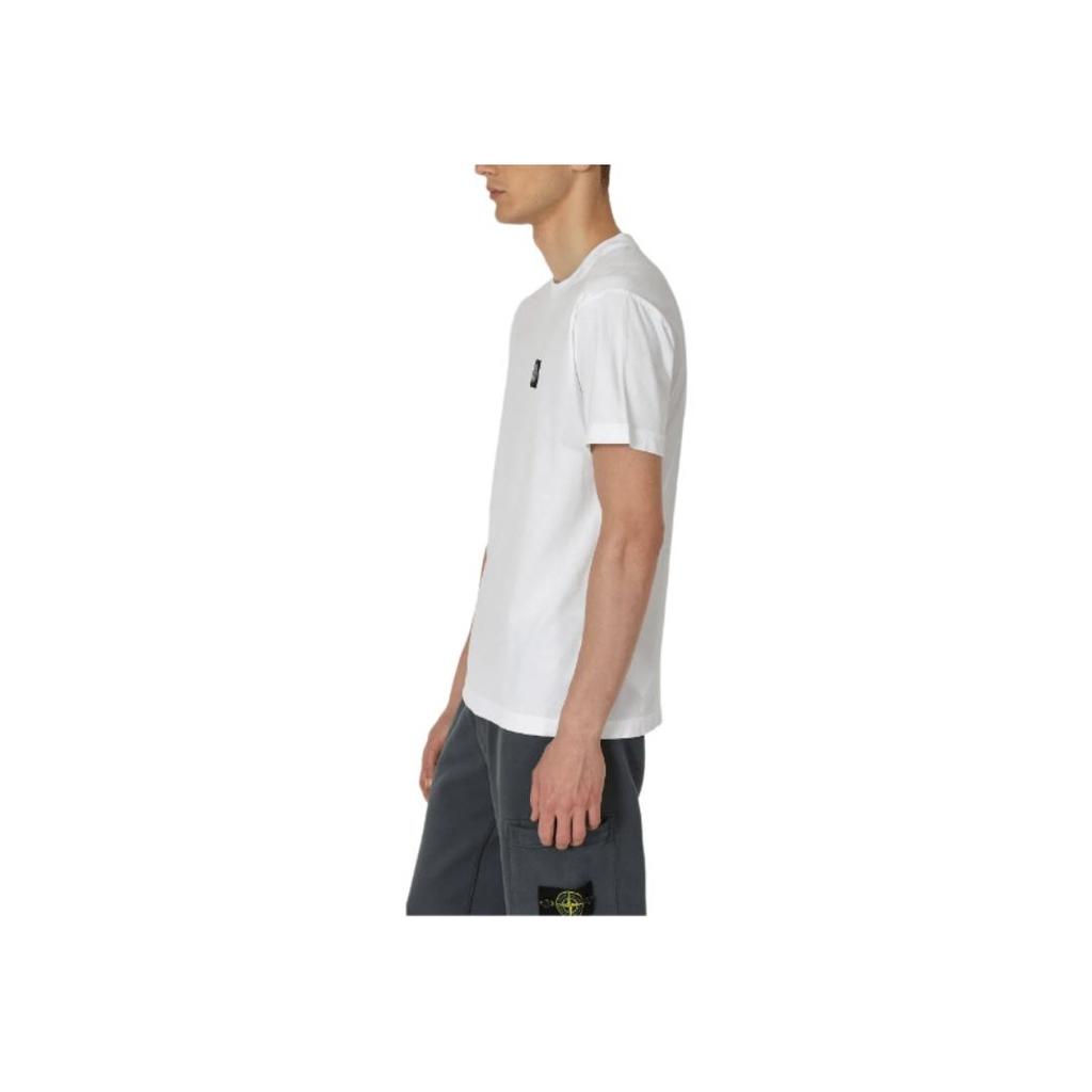 STONE ISLAND Белая футболка с логотипом, окрашенная в готовом виде, мужские топы 791524113-A0001