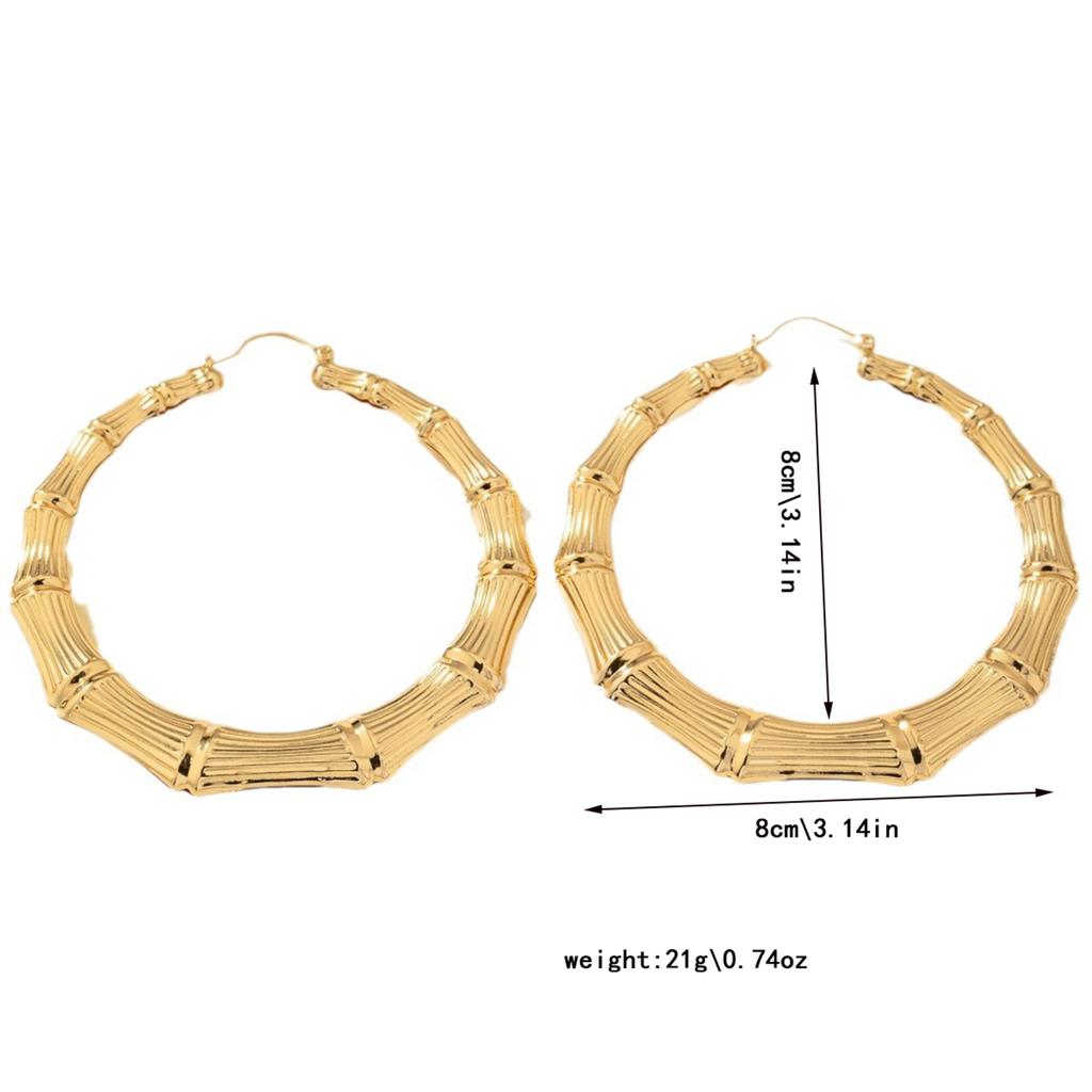 Серьги-кольца в стиле бамбуковой секции, модные, эффектные, минималистичные, шикарные, золотистые, большие, круглые серьги-кольца для женщин